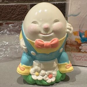 Vintage Avon 1982 Humpty Dumpty Nursery Rhyme Earthenware Piggy Coin Bank NIB